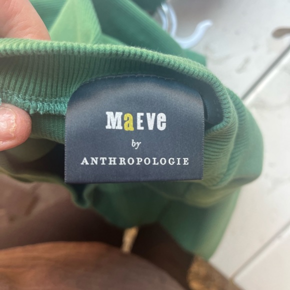 Maeve Green Short Sleeved Ribbed Mock Neck T-shirt size Large - Picture 3 of 11